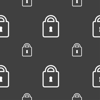 Lock icon sign. Seamless pattern on a gray background. illustration