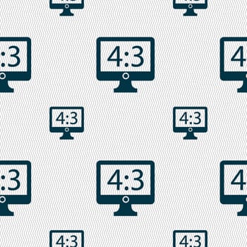 Aspect ratio 4 3 widescreen tv icon sign. Seamless pattern with geometric texture. illustration