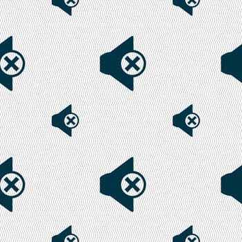 Mute speaker sign icon. Sound symbol.. Seamless pattern with geometric texture. illustration