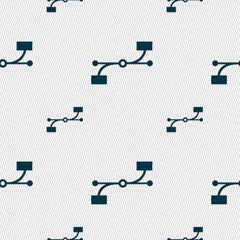 Bezier Curve icon sign. Seamless pattern with geometric texture. illustration