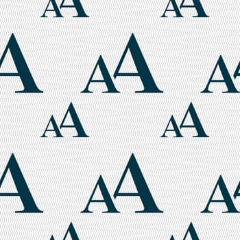 Enlarge font, AA icon sign. Seamless pattern with geometric texture. illustration