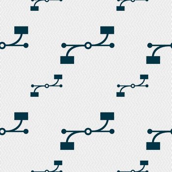 Bezier Curve icon sign. Seamless pattern with geometric texture. illustration