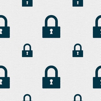 Lock sign icon. Locker symbol. Seamless pattern with geometric texture. illustration