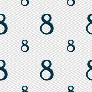 number Eight icon sign. Seamless pattern with geometric texture. illustration