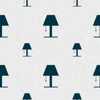 Lamp icon sign. Seamless pattern with geometric texture. illustration