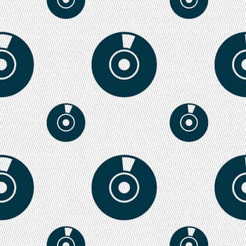 CD or DVD icon sign. Seamless pattern with geometric texture. illustration