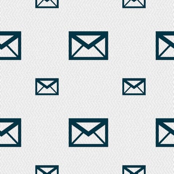 Mail icon. Envelope symbol. Message sign. navigation button. Seamless pattern with geometric texture. illustration