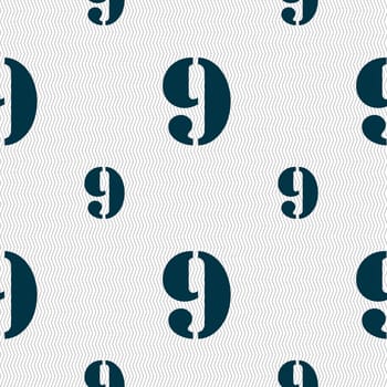 number Nine icon sign. Seamless pattern with geometric texture. illustration