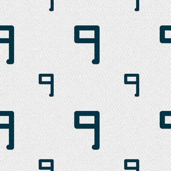 number Nine icon sign. Seamless pattern with geometric texture. illustration