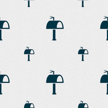 Mailbox icon sign. Seamless pattern with geometric texture. illustration