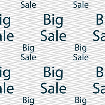 Big sale sign icon. Special offer symbol. Seamless pattern with geometric texture. illustration