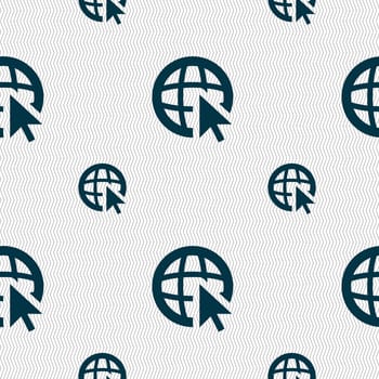 Internet sign icon. World wide web symbol. Cursor pointer. Seamless pattern with geometric texture. illustration