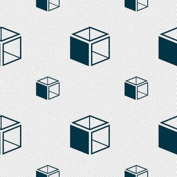 3d cube icon sign. Seamless pattern with geometric texture. illustration