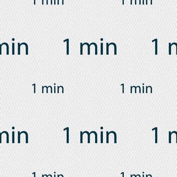 1 minutes sign icon. Seamless pattern with geometric texture. illustration