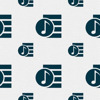 Audio, MP3 file icon sign. Seamless pattern with geometric texture. illustration