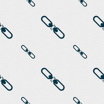 Broken connection flat single icon. Seamless pattern with geometric texture. illustration