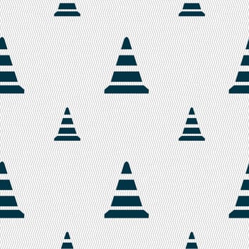 road cone icon. Seamless pattern with geometric texture. illustration
