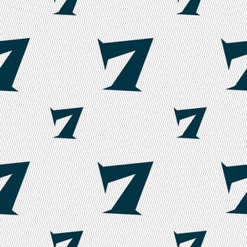 number seven icon sign. Seamless pattern with geometric texture. illustration