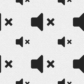 Mute speaker , Sound icon sign. Seamless pattern with geometric texture. illustration