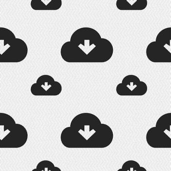 Download from cloud icon sign. Seamless pattern with geometric texture. illustration
