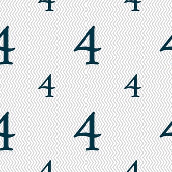 number four icon sign. Seamless pattern with geometric texture. illustration