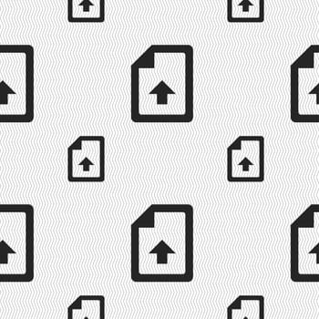 Export, Upload file icon sign. Seamless pattern with geometric texture. illustration