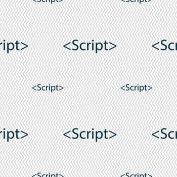 Script sign icon. Javascript code symbol. Seamless pattern with geometric texture. illustration