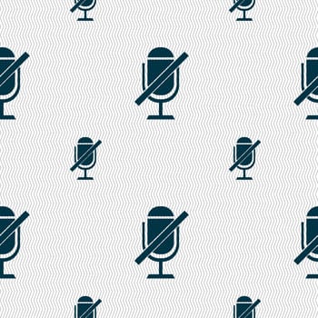 No Microphone sign icon. Speaker symbol. Seamless pattern with geometric texture. illustration