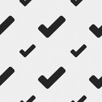 Check mark, tik icon sign. Seamless pattern with geometric texture. illustration