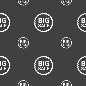 Big sale icon sign. Seamless pattern on a gray background. illustration