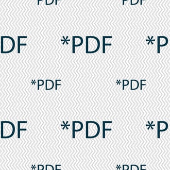 PDF file document icon. Download pdf button. PDF file extension symbol. Seamless pattern with geometric texture. illustration