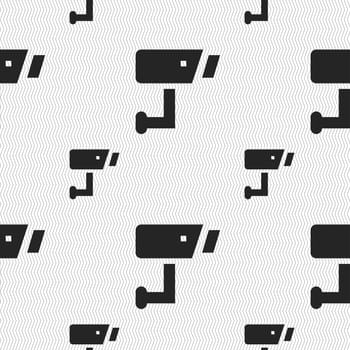 Surveillance Camera icon sign. Seamless pattern with geometric texture. illustration