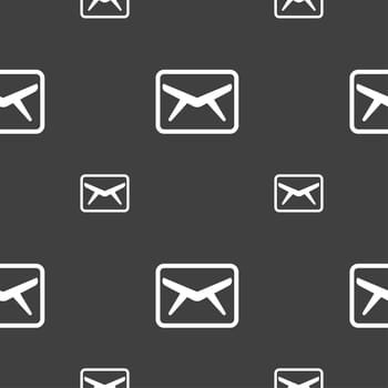 Mail, Envelope, Message icon sign. Seamless pattern on a gray background. illustration