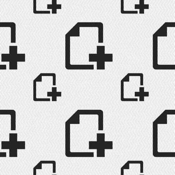 Add File document icon sign. Seamless pattern with geometric texture. illustration