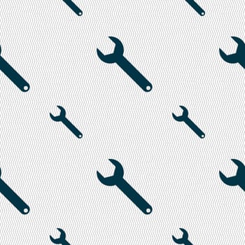 Wrench key sign icon. Service tool symbol. Seamless pattern with geometric texture. illustration