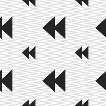 rewind icon sign. Seamless pattern with geometric texture. illustration