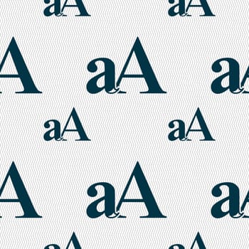 Enlarge font, aA icon sign. Seamless pattern with geometric texture. illustration