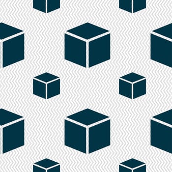 3d cube icon sign. Seamless pattern with geometric texture. illustration