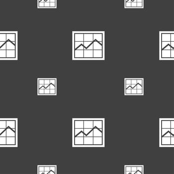 Chart icon sign. Seamless pattern on a gray background. illustration