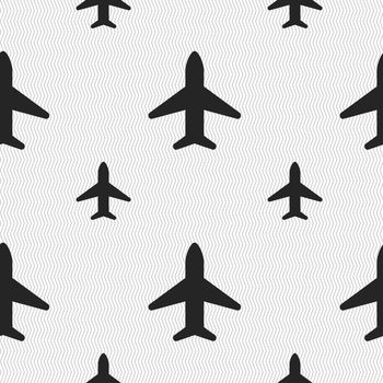 Airplane, Plane, Travel, Flight icon sign. Seamless pattern with geometric texture. illustration