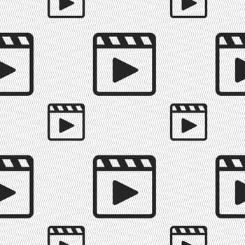 Play video icon sign. Seamless pattern with geometric texture. illustration