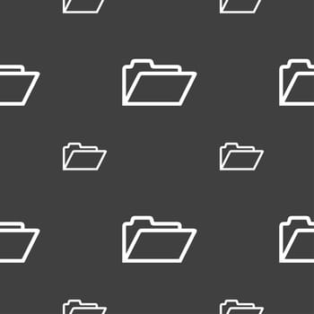 Folder icon sign. Seamless pattern on a gray background. illustration