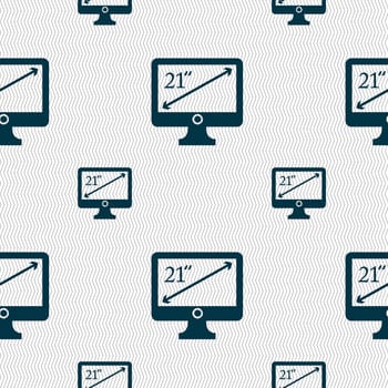 diagonal of the monitor 21 inches icon sign. Seamless pattern with geometric texture. illustration