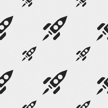 Rocket icon sign. Seamless pattern with geometric texture. illustration