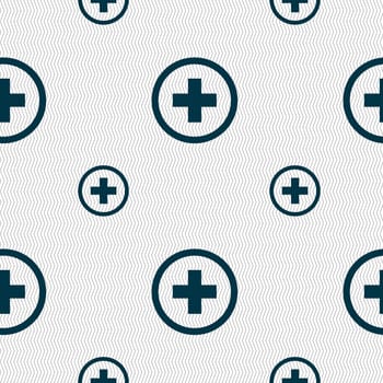Plus, Positive, zoom icon sign. Seamless pattern with geometric texture. illustration