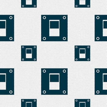 Power switch icon sign. Seamless pattern with geometric texture. illustration