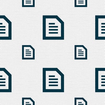 Text File document icon sign. Seamless pattern with geometric texture. illustration