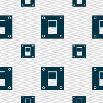 Power switch icon sign. Seamless pattern with geometric texture. illustration