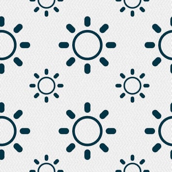 Brightness icon sign. Seamless pattern with geometric texture. illustration