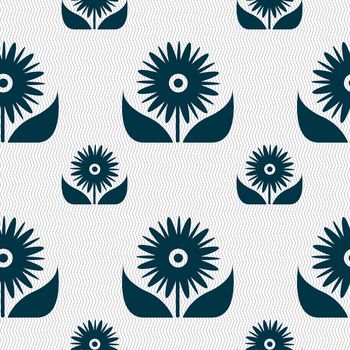 Bouquet of flowers with petals icon sign. Seamless pattern with geometric texture. illustration
